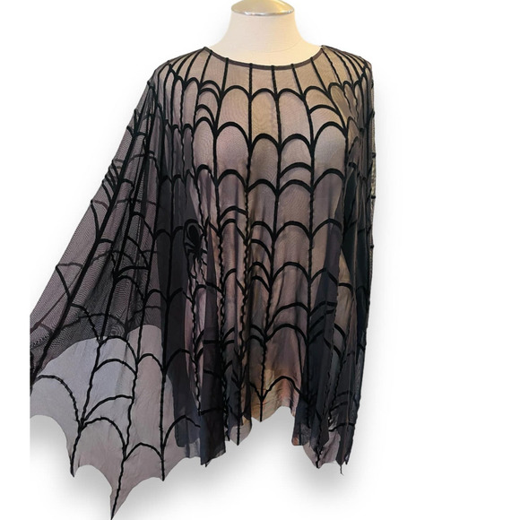 Torrid Plus Size 5/6 Halloween Spiderweb Cosplay Spider Costume Poncho Punk Goth - Picture 2 of 4
